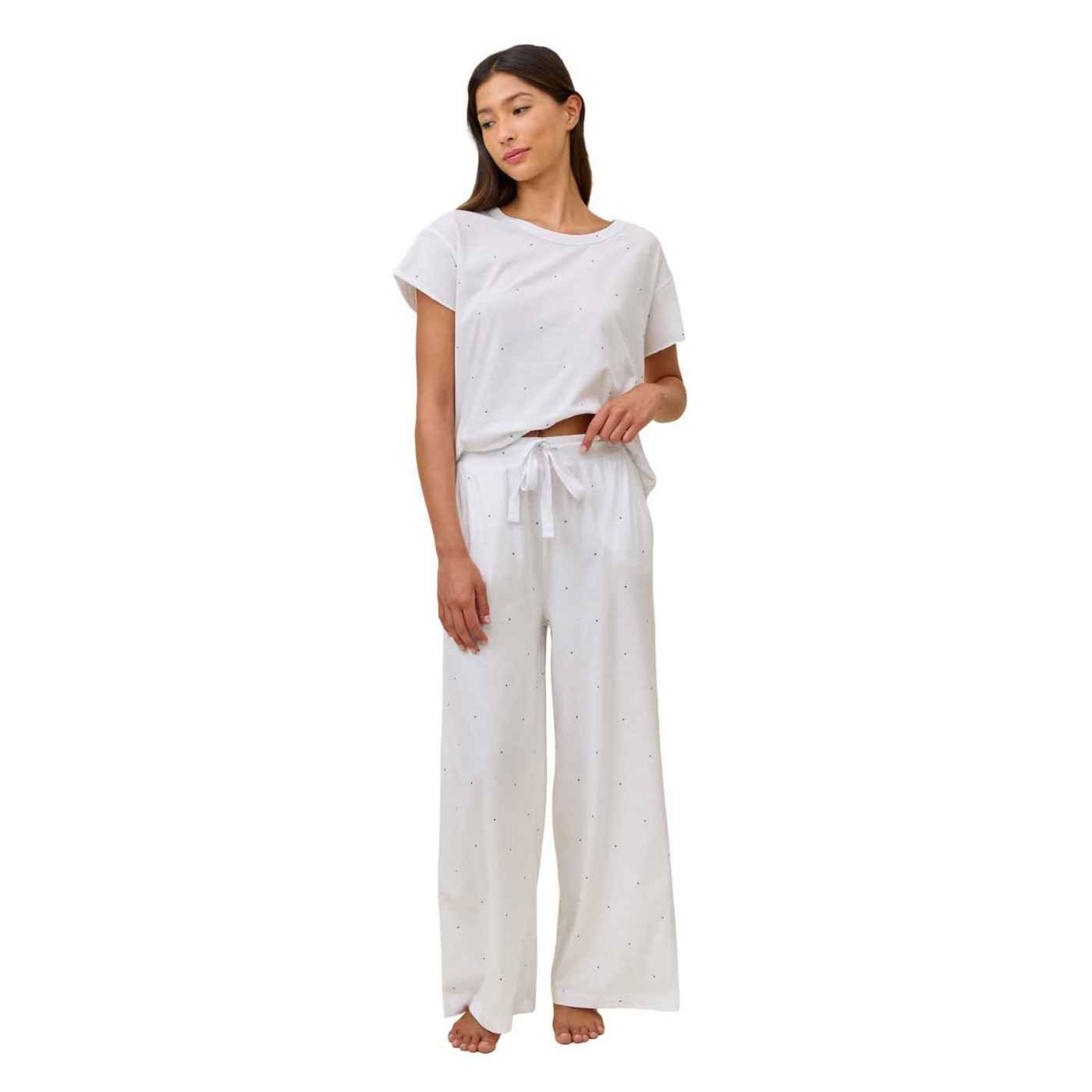 Papinelle Jada Organic Cotton Knit Boxy Tee & Wide Leg Pant